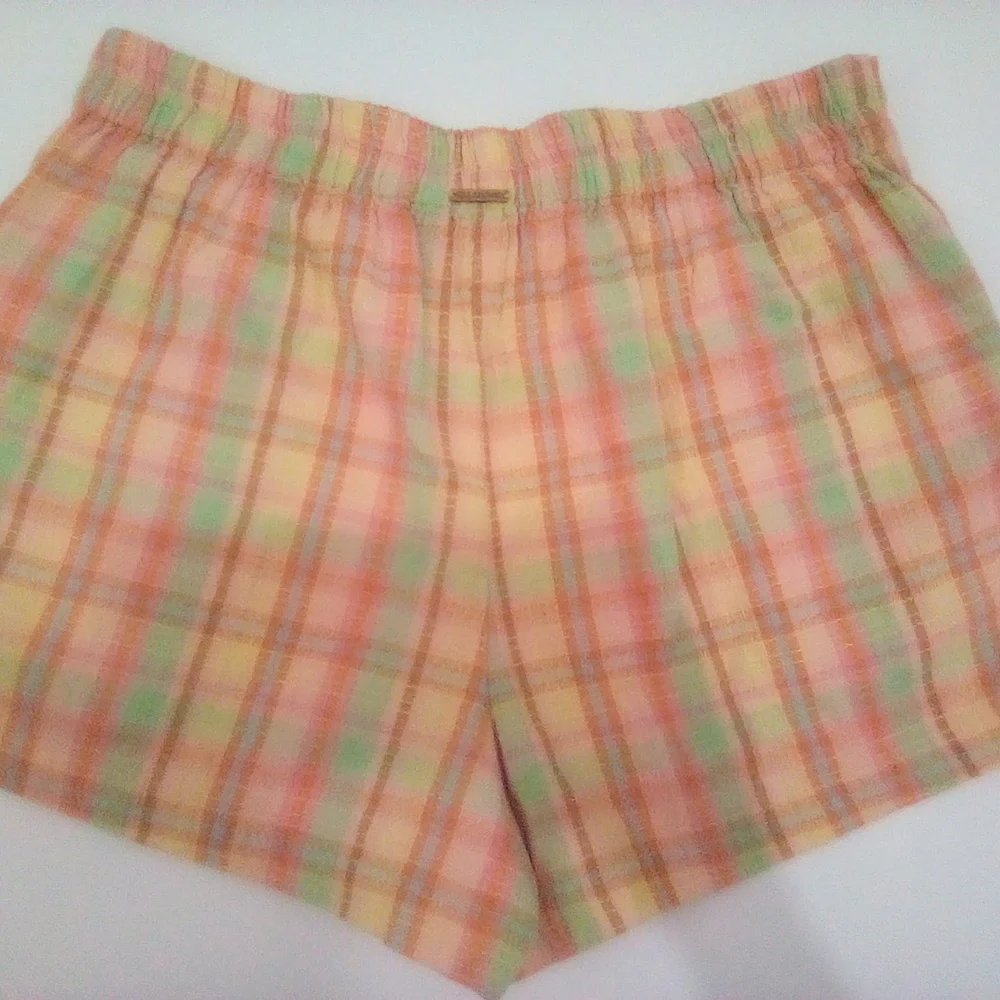 Billabong 100% Cotton Pastel Plaid High Waist Shorts Size M Vacation Summer